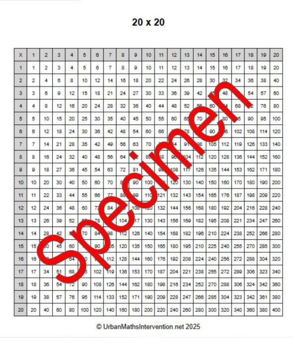 Blank Multiplication Grid Worksheets 12x12 15x15 20x20 - Image 2